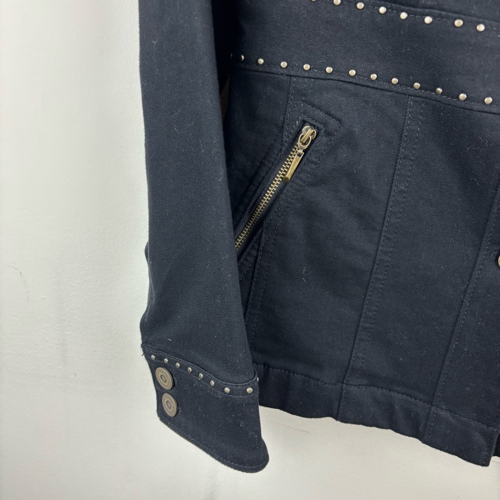 White House Black Market Black Denim Stud-Trim Utility Jacket - Picture 6 of 11